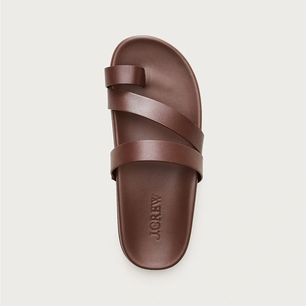 NIB J.Crew Kira Toe Ring Sandal in Brown Leather